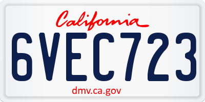 CA license plate 6VEC723