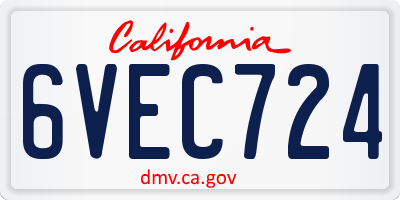 CA license plate 6VEC724