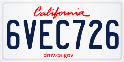 CA license plate 6VEC726