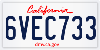 CA license plate 6VEC733