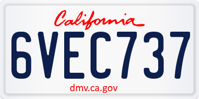 CA license plate 6VEC737