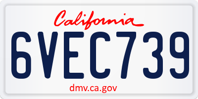 CA license plate 6VEC739