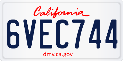 CA license plate 6VEC744