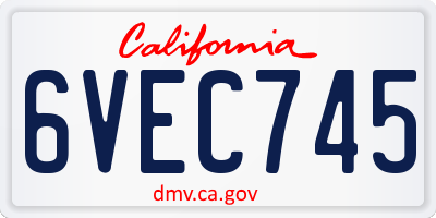 CA license plate 6VEC745