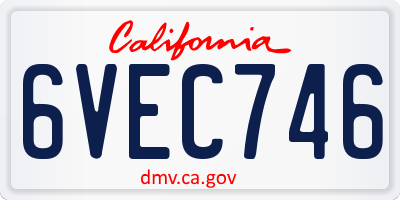 CA license plate 6VEC746