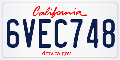 CA license plate 6VEC748