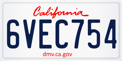 CA license plate 6VEC754
