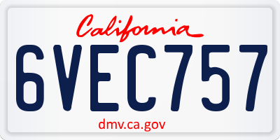 CA license plate 6VEC757