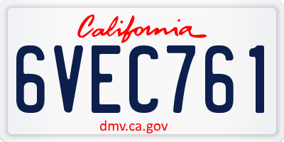 CA license plate 6VEC761