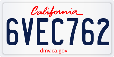 CA license plate 6VEC762