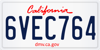 CA license plate 6VEC764