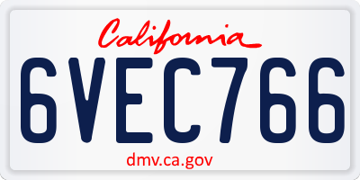 CA license plate 6VEC766