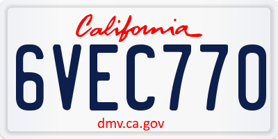 CA license plate 6VEC770