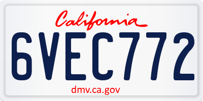 CA license plate 6VEC772