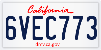 CA license plate 6VEC773