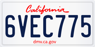 CA license plate 6VEC775