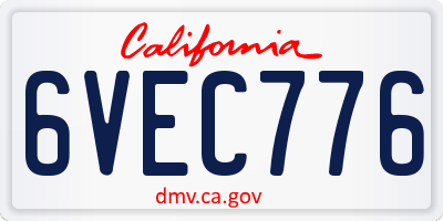 CA license plate 6VEC776