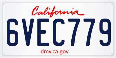 CA license plate 6VEC779