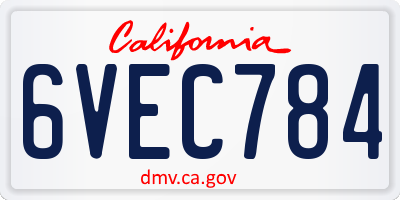 CA license plate 6VEC784