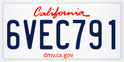 CA license plate 6VEC791