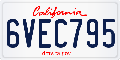 CA license plate 6VEC795