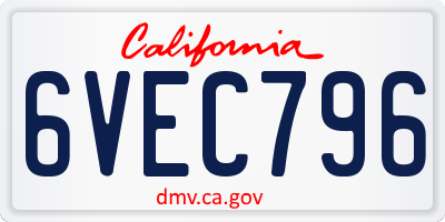 CA license plate 6VEC796