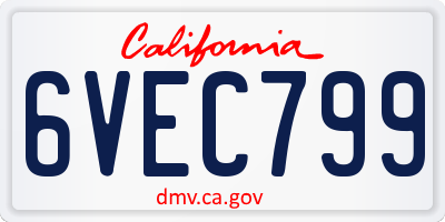 CA license plate 6VEC799
