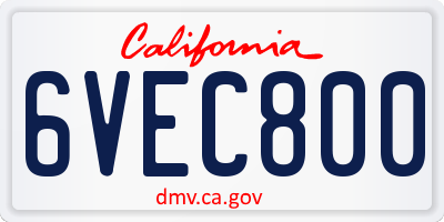 CA license plate 6VEC800