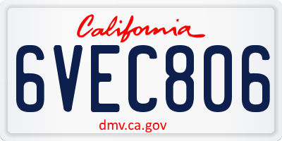 CA license plate 6VEC806