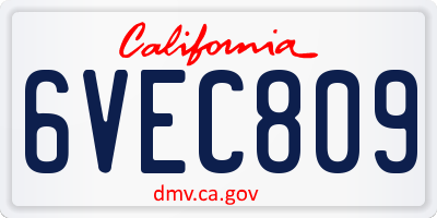 CA license plate 6VEC809