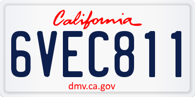 CA license plate 6VEC811