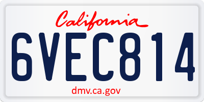 CA license plate 6VEC814