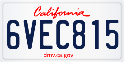 CA license plate 6VEC815