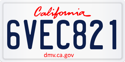 CA license plate 6VEC821