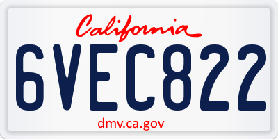 CA license plate 6VEC822
