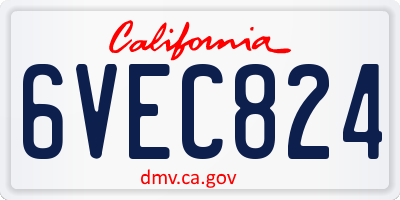 CA license plate 6VEC824