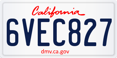 CA license plate 6VEC827
