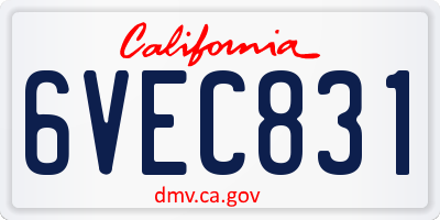 CA license plate 6VEC831