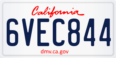 CA license plate 6VEC844