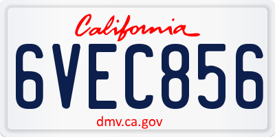CA license plate 6VEC856