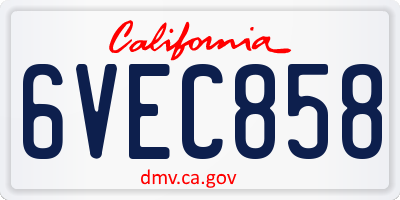 CA license plate 6VEC858