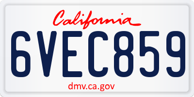 CA license plate 6VEC859