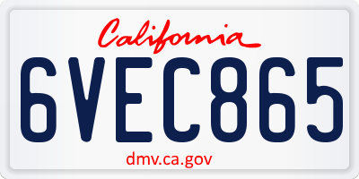 CA license plate 6VEC865