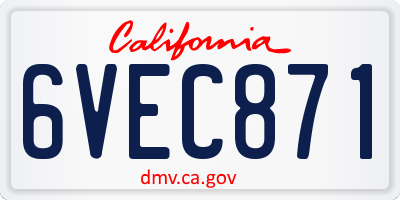 CA license plate 6VEC871