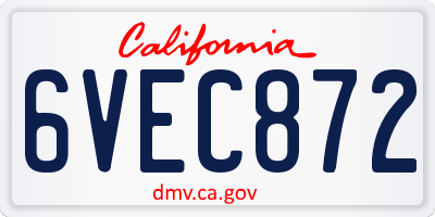 CA license plate 6VEC872