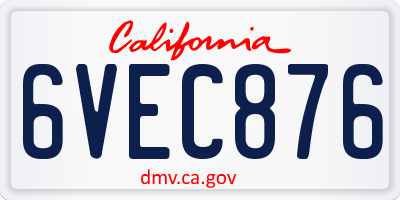CA license plate 6VEC876
