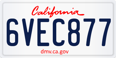 CA license plate 6VEC877