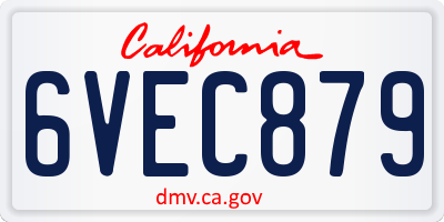 CA license plate 6VEC879