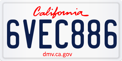 CA license plate 6VEC886
