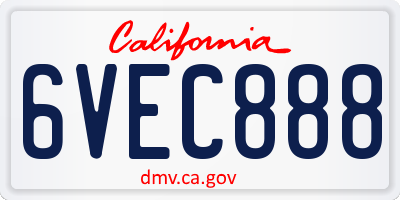 CA license plate 6VEC888